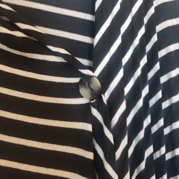 AB Studio - Black and White Striped Cardigan, Size L - Picture 2 of 6